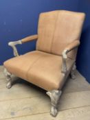 A large Pigskin Egyptian Revival throne chair 112 x 83 x 91cm