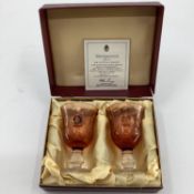 Boxed pair of Wedgwood glasses, "The Egyptian Chalices", with certificate