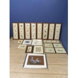 Quantity of birds, animal prints all as found, and 3 watercolours, including Sarah Crawshaw, and 4