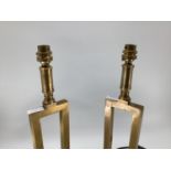 Adjustable late C19th brass table lamp, and 2 modern brass affect lamps