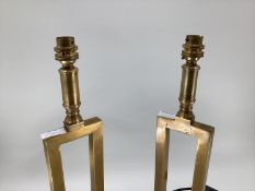 Adjustable late C19th brass table lamp, and 2 modern brass affect lamps