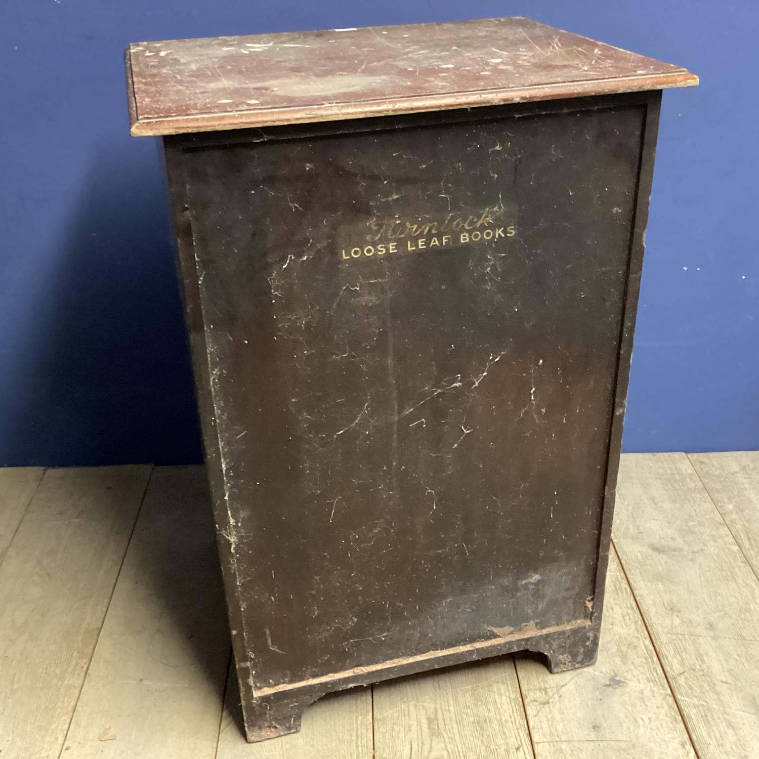 A Vintage narrow filing chest of 9 drawers, bearing label to bottom section: Percy Jones Ltd, - Image 5 of 6