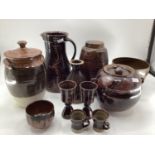 Collection of Slipware Studio Pottery, to include jugs, vases, lidded kitchen ware, various