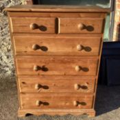 Pine chest of 2short over 4 long drawers 114cmH x 86cmW