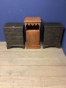 Pair bedside cabinets, and a Victorian pot cupboard 81cmH