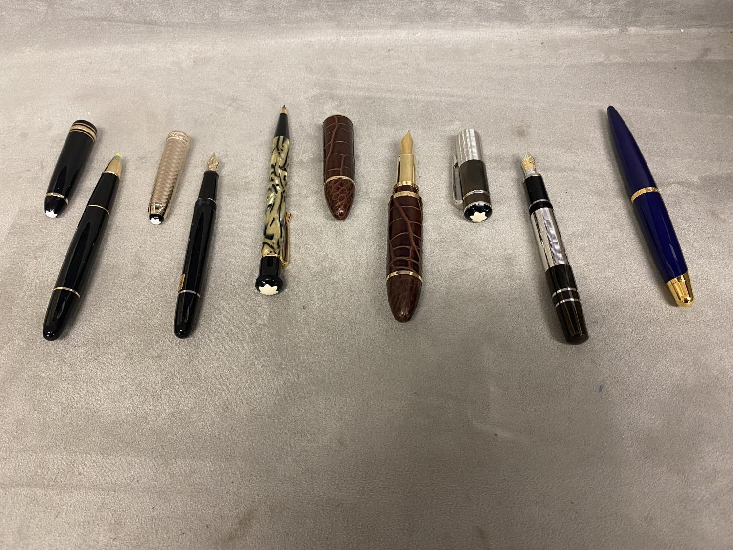 A collection of Fountain Pens, to include Louis Vuitton, 3 Mont Blancs and others, in a presentation - Image 8 of 8
