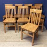 Set of 8 modern kitchen chairs with slat backs and shaped seats