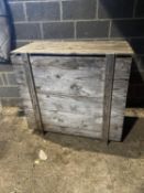 Large wooden rustic narrow chest with rising lid, 117cmW x 58cmD x 106cmH