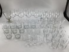 Quantity of glassware, white kitchen china plates, side plates, bowls, scallop dishes, ramakin