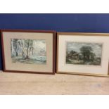 G DIGBY, English school, watercolour of a woodland scene in a glazed frame, 27 x 37cm; and a