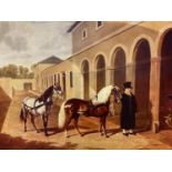 Decorative gilt framed print on canva, bears label verso, Fidelis, The Duchess's Ponies, by John F