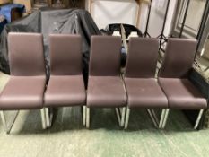 5 brown and chrome chairs, as found with wear