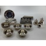 A large collection of Continental 800 marked white metal items to include bowls and plates