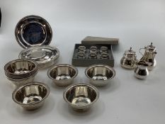 A large collection of Continental 800 marked white metal items to include bowls and plates