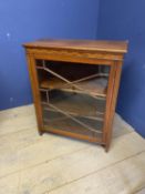 Mahogany and inlaid astragal glazed display cabinet, with three shelves, makers label verso Spillman