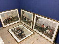 A good set of four C19th style hunting prints in gilt glazed frames, 59 c 85cm each