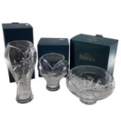 Three boxed Bohemia glass crystal items, two vases and a bowl