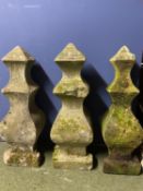 Architectural Salvage: Three decorative carved stone shaped obelisks, as found, see photos for