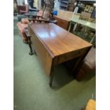 Mahogany drop leaf table, with two drawers Opened - 117cm x 92cm x 73cm H