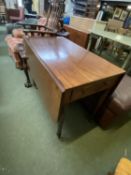 Mahogany drop leaf table, with two drawers Opened - 117cm x 92cm x 73cm H