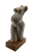 A marble torso bust of a pregnant lady on a wooden plinth base 59cmH Manor of Luther Hampton