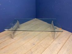 Pair of C20th aluminum glass coffee table, one for assembly 150cm W x 75cm D s 37cm H. SEE BOTH