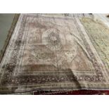 Fine pure silk Oriental carpet Size. 3.10 x 2.48 metres Attractive carpet with harmonious colours.