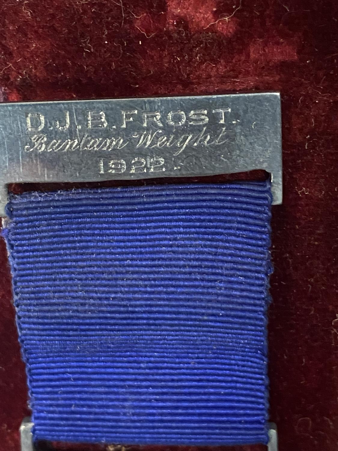 Two cased medals, labelled Harrow, D J B Frost, Bantam weight 1921, with some wear, and another - Image 6 of 8