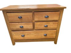 Modern "Furniture Land" chest of drawers, in good condition 117cm W x 49cm D x 92cm H