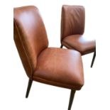 Pair of modern brown leather side chairs 48cm W x 52cm D x 86cm H