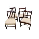 Four dining chairs, with cream seats