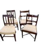 Four dining chairs, with cream seats