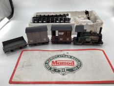 Original vintage mamod live steam O guage boxed RS1 trainset and log loader set in original but worn