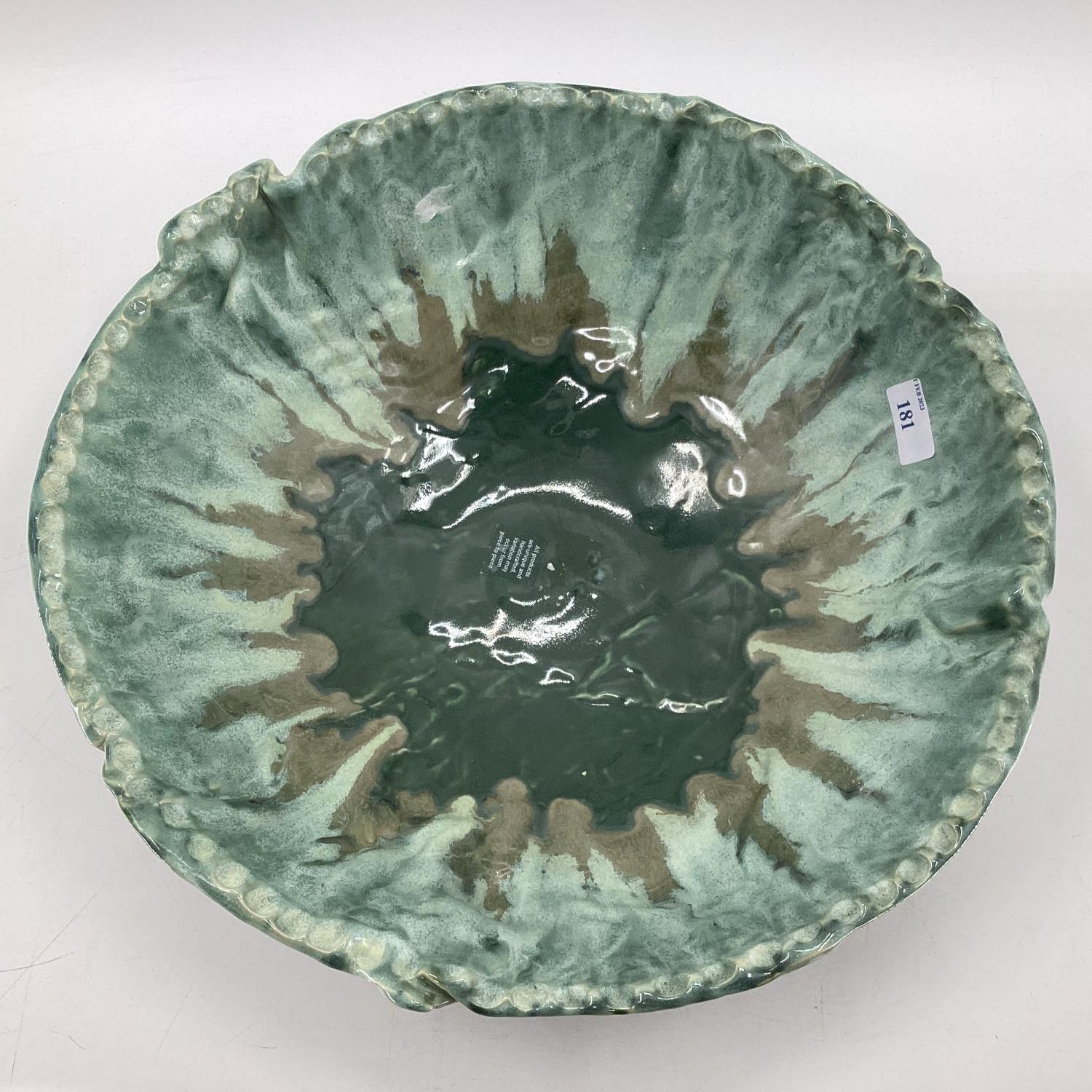 A large Studio Pottery bowl together with a Delft Charger, and one other - Image 9 of 10