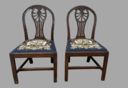 A Pair of Georgian Chairs with upholstered seats. Height 98 cm, Seat Height 45 cm and Seat Depth 41,
