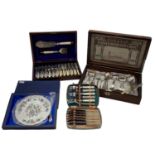 A collection of silver plated wares to include boxed cutlery sets and other items