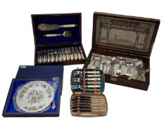 A collection of silver plated wares to include boxed cutlery sets and other items