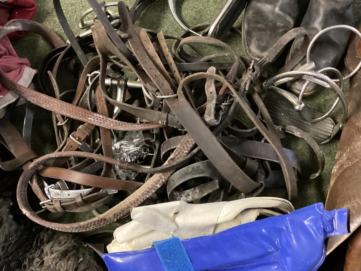 Quantity of various horse tack, and a leather saddle - Image 3 of 4