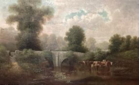 George Harris (1856-1924) - Oil on Canvas- Wickham Bridge, Bristol 1895 Signed. Width 127 cm x