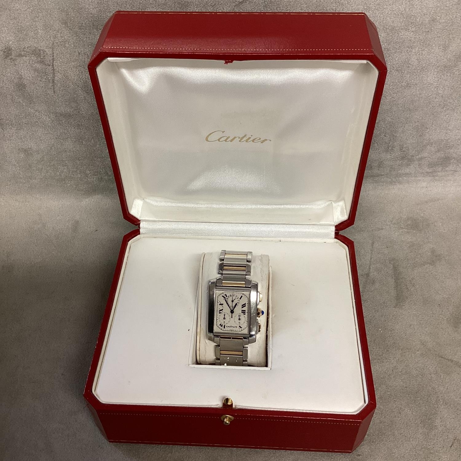 Cartier Tank Francaise Chronograph Chronoflex Stainless Steel and yellow metal Quartz Watch