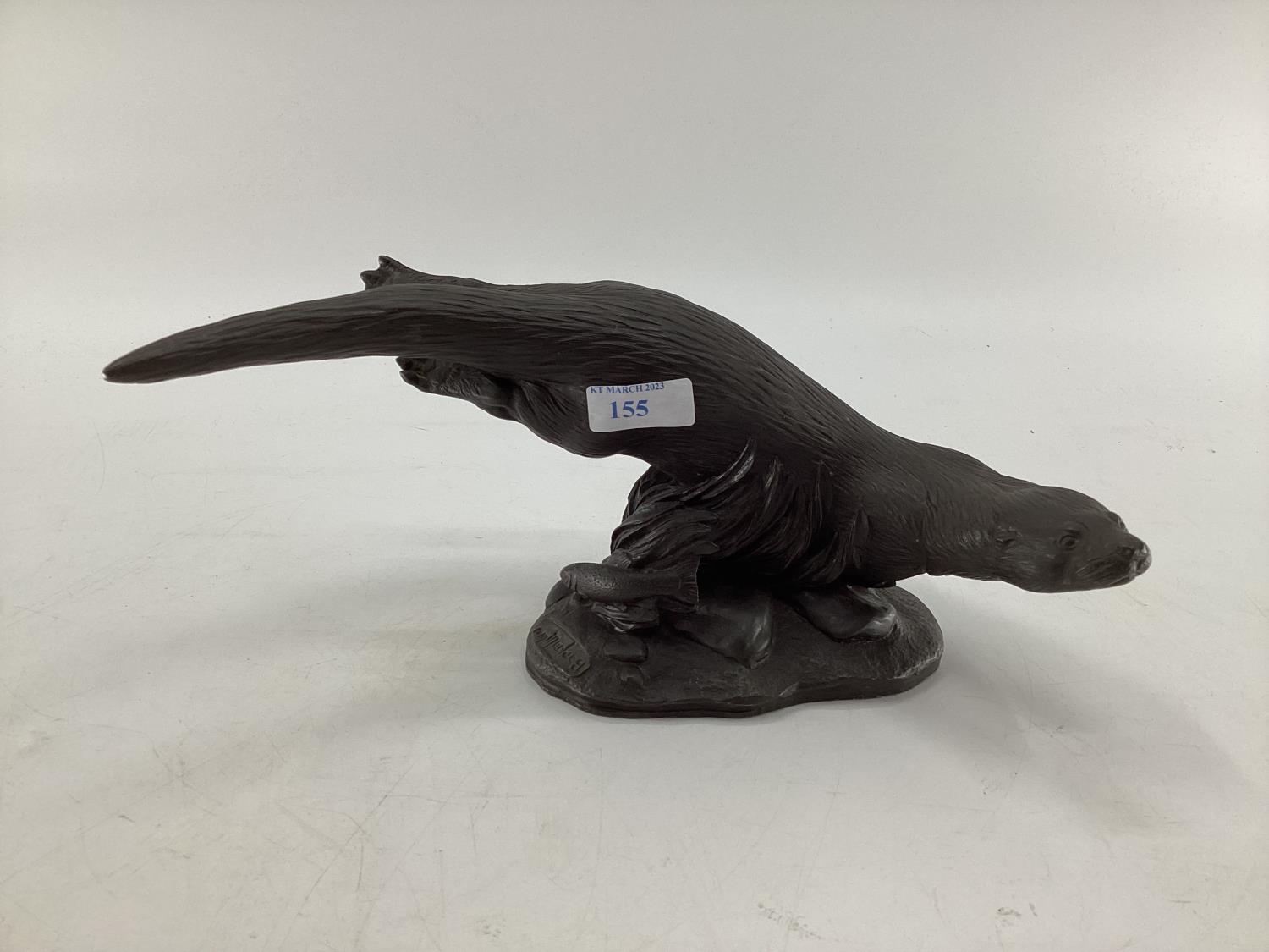 A resin model of an otter by Tim Mackie, on Naturalistic base, 30 x 16cm - Image 2 of 5