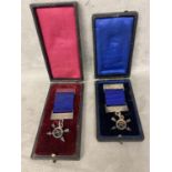 Two cased medals, labelled Harrow, D J B Frost, Bantam weight 1921, with some wear, and another