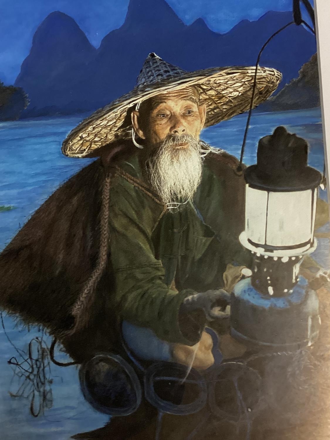 Watercolour on paper of a Chinese fisherman by Pamela A Stone, initialled lower right, together with - Image 2 of 5