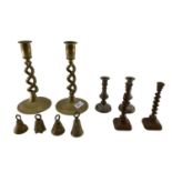 Collection of brass items to include 3 pairs of candlesticks