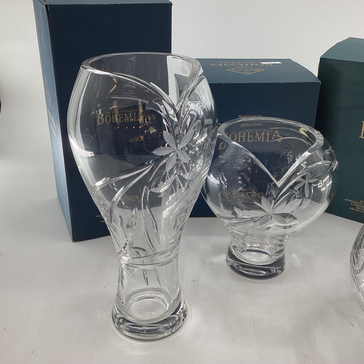 Three boxed Bohemia glass crystal items, two vases and a bowl - Image 5 of 6