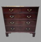 A Georgian Chest Of Drawers, two small drawers with three long below Height 93 cm, Depth 52 cm and