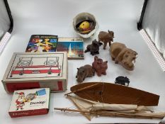 Quantity of miscellaneous house clearance items including a wooden pond yaught, Tilley Trojan high