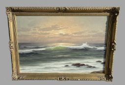 A Large Seascape Oil on Canvas signed indistinctly Width 96 cm and Height 76 cm