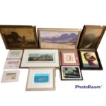 A quantity of decorative pictures and prints in glazed and unglazed frames