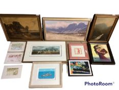 A quantity of decorative pictures and prints in glazed and unglazed frames